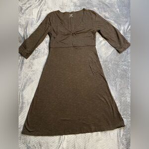 Horny Toad Rosalinda Dress Brown Microstripe Small
